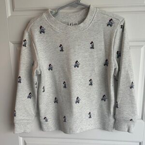 Disney x Janie and Jack Light Gray Crewneck Sweater with Mickey Embroidery